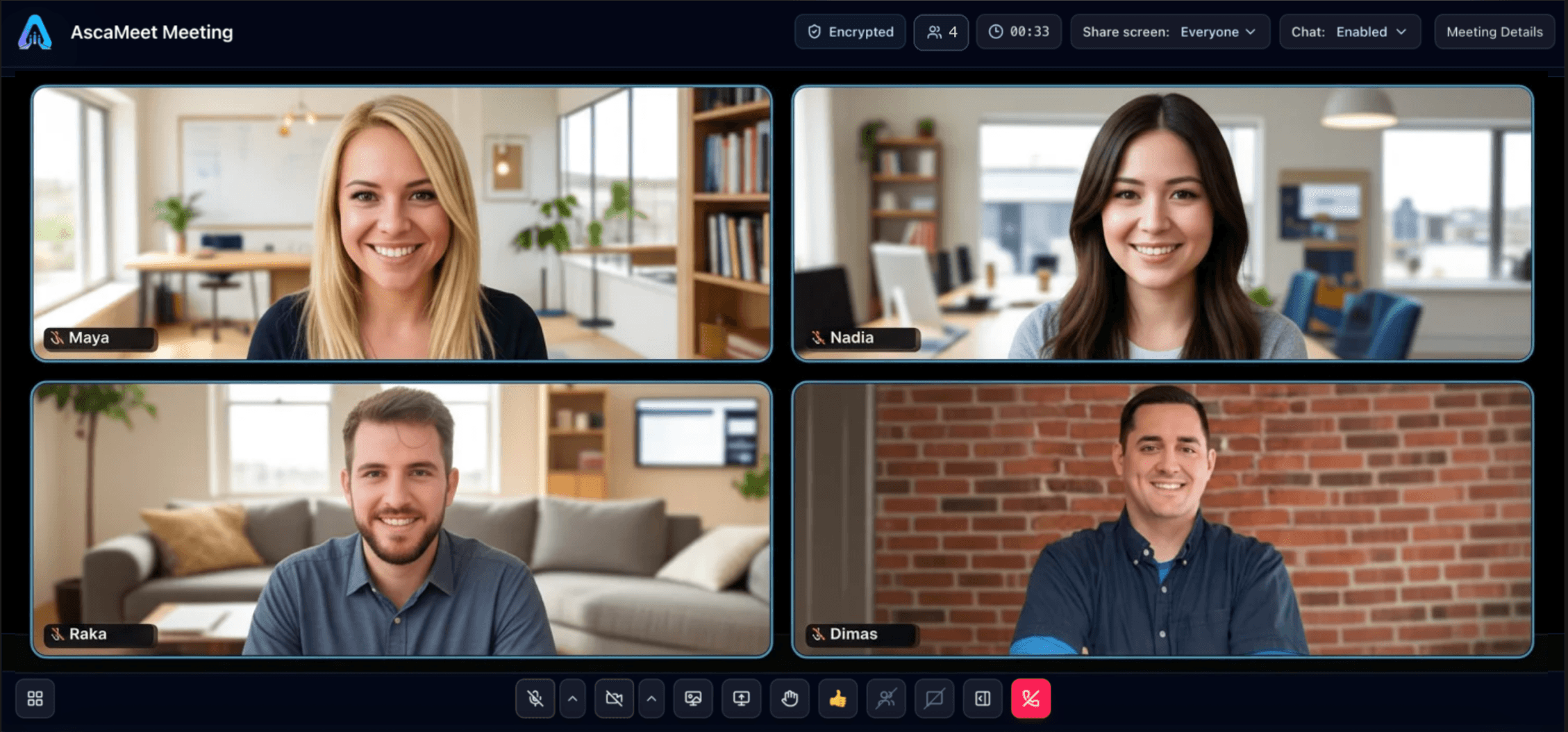 AscaMeet meeting controls preview